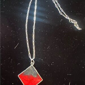 Elegant Silver and Red Pendant Necklace